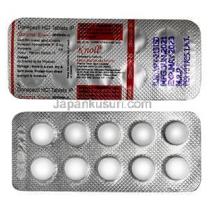 ドンジノール, ドネペジル 5mg,　製造元： Knoll Pharmaceuticals Ltd,箱表面, シート情報